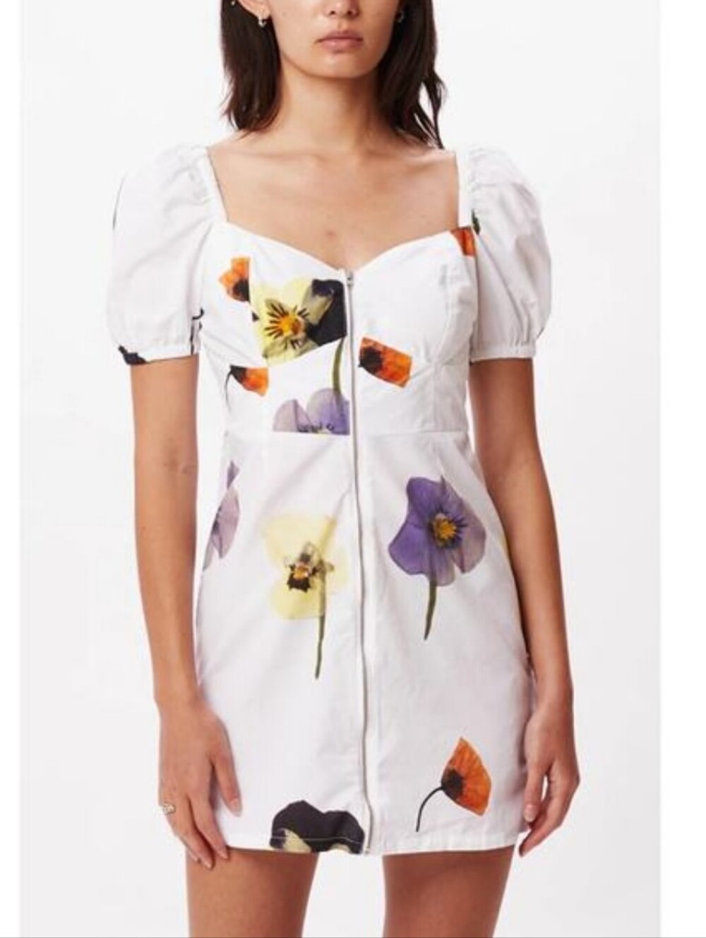 NWT Obey Clothing Women's Redux Floral Puff Sleeve Cotton Mini Dress
